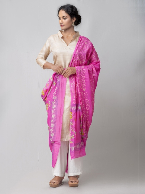 

Unnati Silks Women Pink Printed Pure Cotton Dupatta