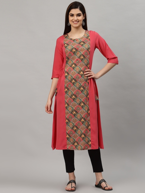 

ALC Creations Women Pink Geometric Printed Floral Kurta