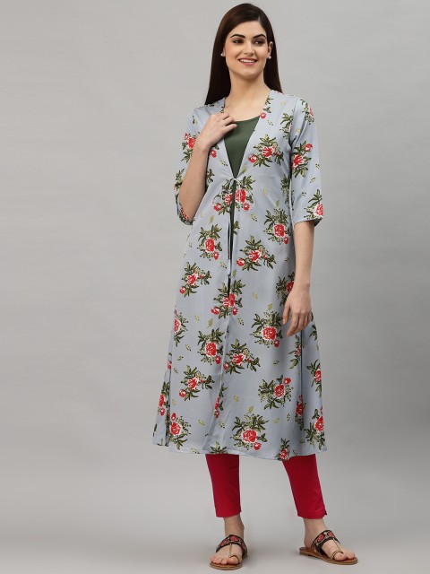 

ALC Creations Women Blue Floral Printed Floral Kurta