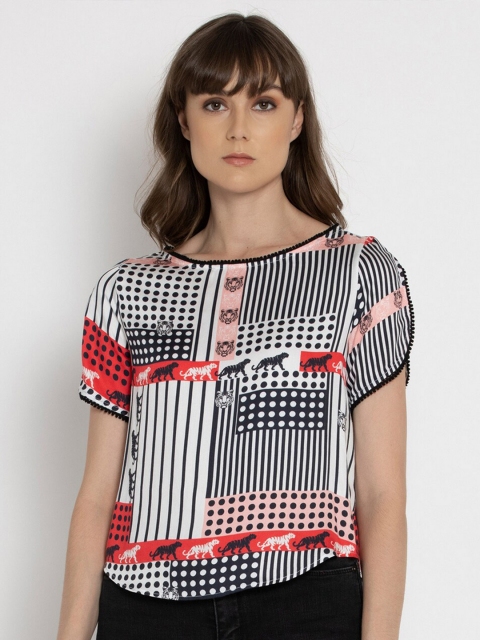 

SHAYE White & Black Printed Top