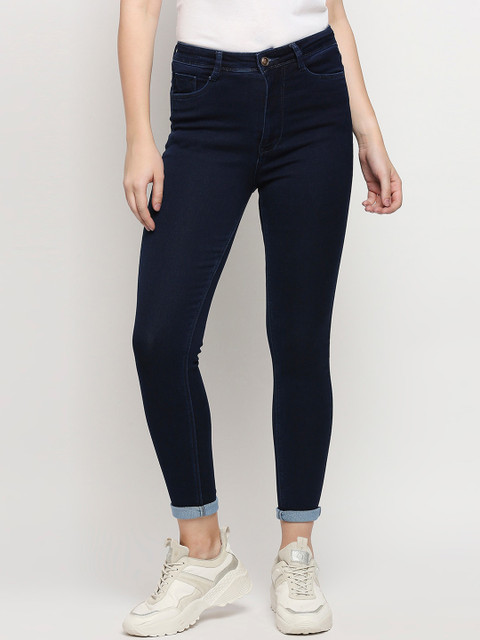 

PURPLE WATER Women Blue Slim Fit High-Rise Cotton Jeans