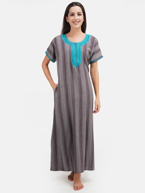 

KOI SLEEPWEAR Grey Embroidered Maxi Nightdress