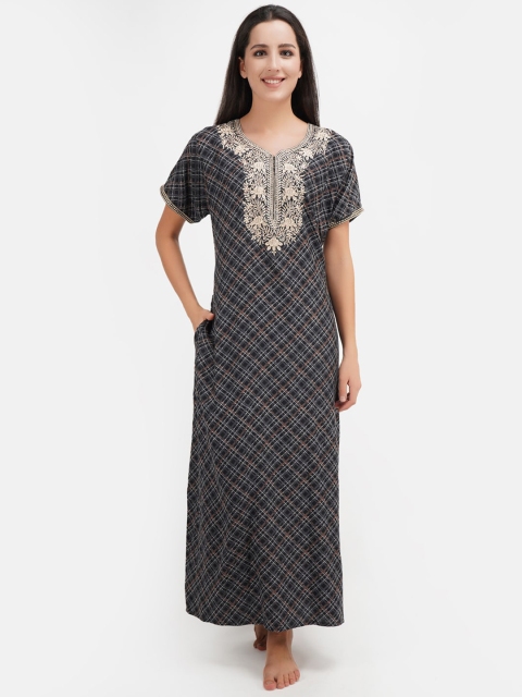 

KOI SLEEPWEAR Black Embroidered Maxi Nightdress