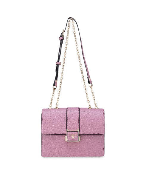 

Da Milano Pink Textured Leather Structured Sling Bag