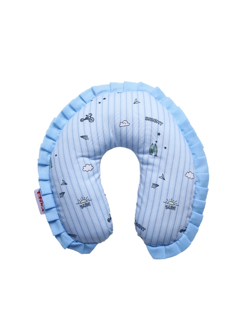

Enfance Infant Kids Grey & White Printed Cotton Pillow, Blue