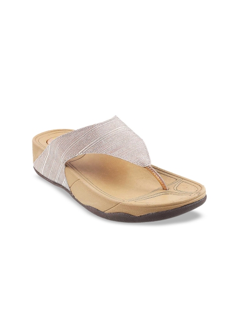 

Mochi Women Rose Gold Striped Comfort Heels