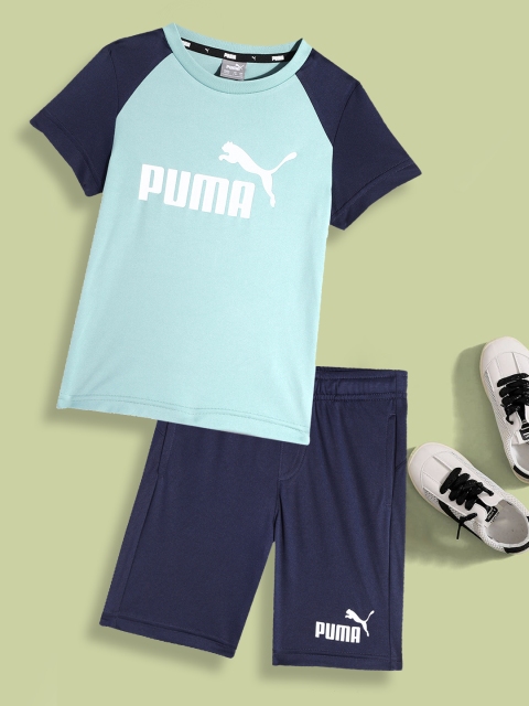 

Puma Boys Blue Printed T-shirt with Shorts