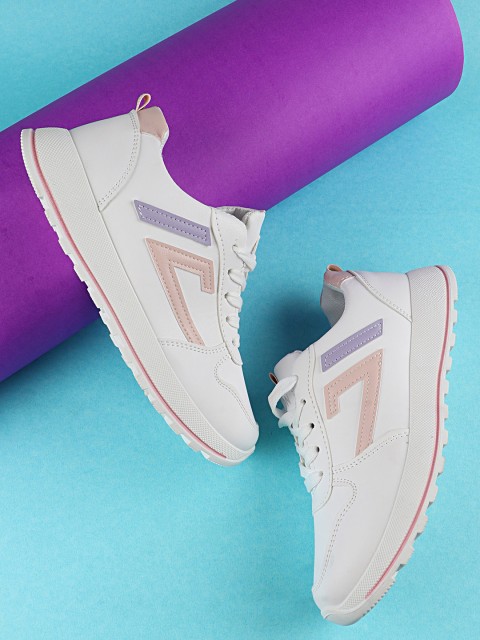 

THE WHITE POLE Women Pink Colourblocked Slip-On Sneakers