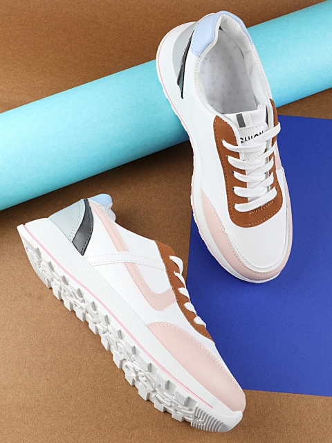 

THE WHITE POLE Women Pink Colourblocked Sneakers