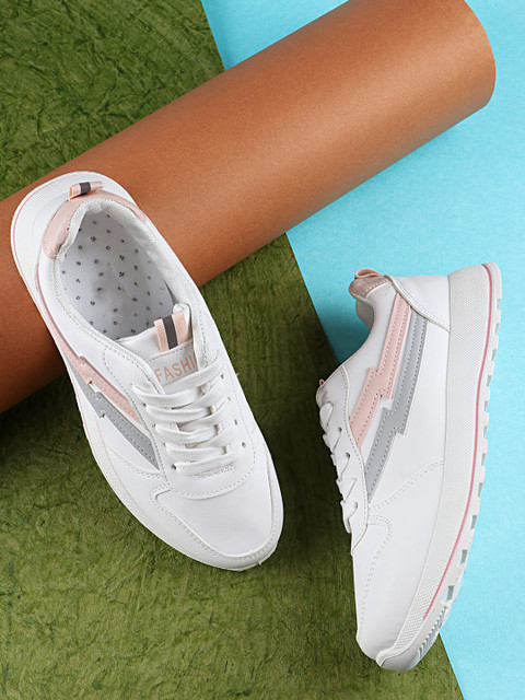

THE WHITE POLE Women Pink Colourblocked Sneakers