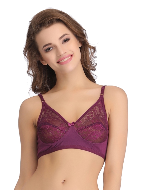 

Clovia Lace Non-Padded Non-Wired Full Cup Bra, Purple