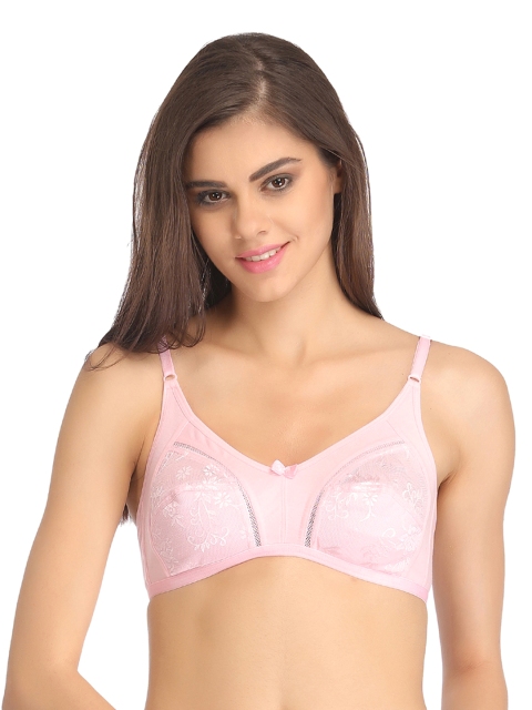 

Clovia Pink Full-Coverage Lace Bra BR0486P6240B