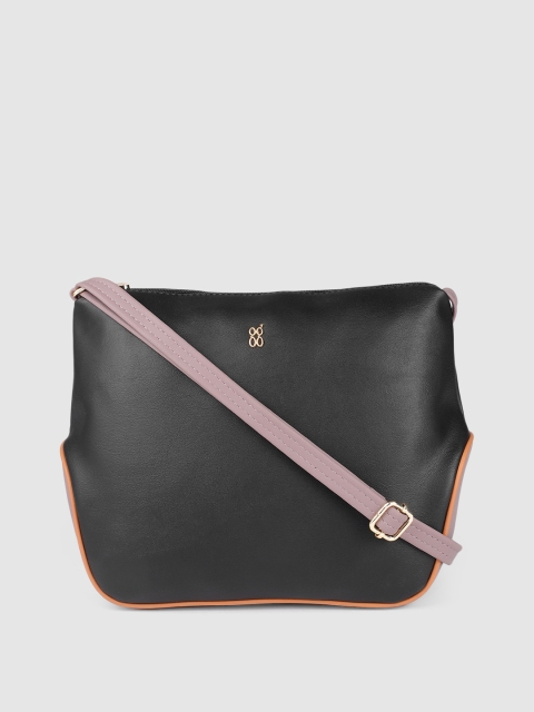 

Baggit Black Solid Regular Structured Sling Bag