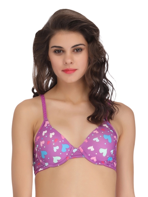 

Clovia Purple Printed T-shirt Bra BR0726P154