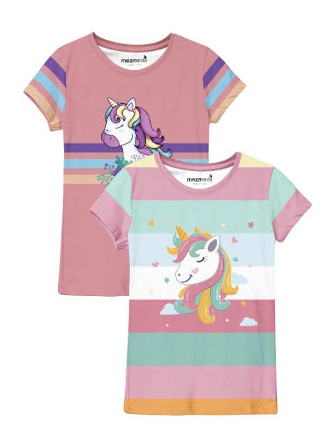 

mezmoda Girls Pack Of 2 T-shirts, Pink