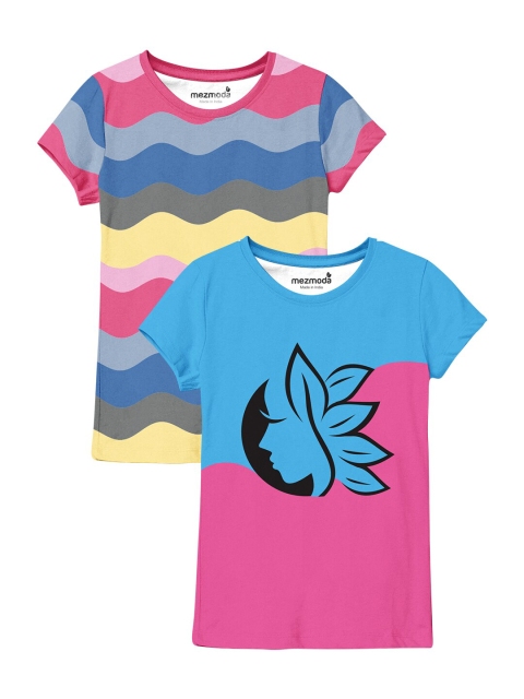 

mezmoda Set Of 2 Girls Printed T-shirt, Multi