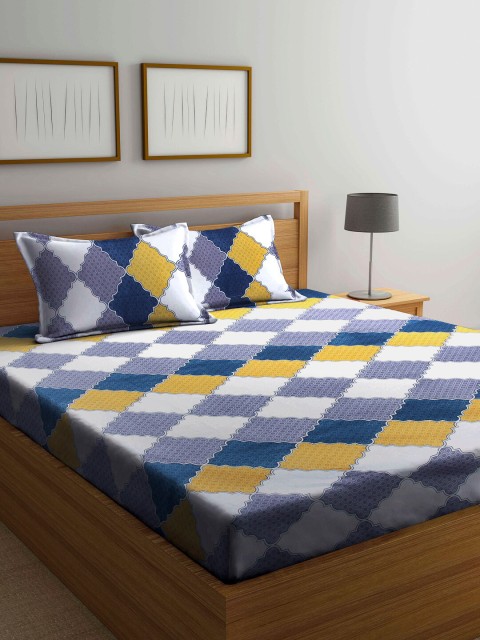 

Arrabi Multicoloured Geometric Printed 300 TC King Bedsheet with 2 Pillow Covers, Multi