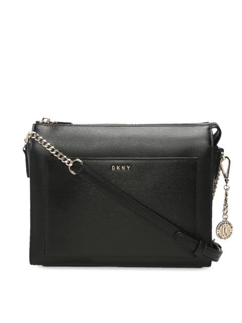 

DKNY Women Black Solid Leather Structured Sling Bag