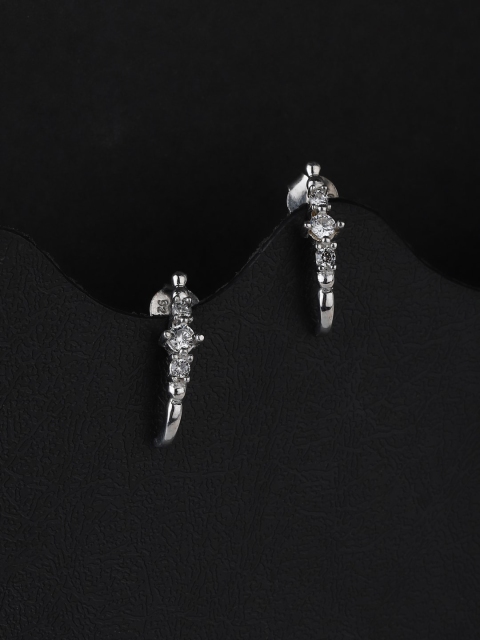 

VANBELLE 925 Sterling Silver Silver-Toned Contemporary Drop Earrings