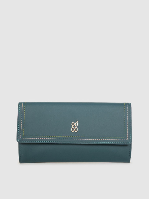

Baggit Women Teal Blue Solid Two Fold Wallet with Minimal Stitch Work