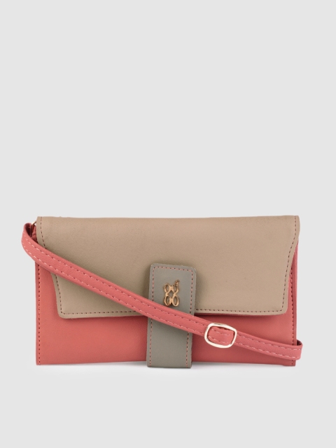 

Baggit Women Pink & Beige Colourblocked Envelope Wallet