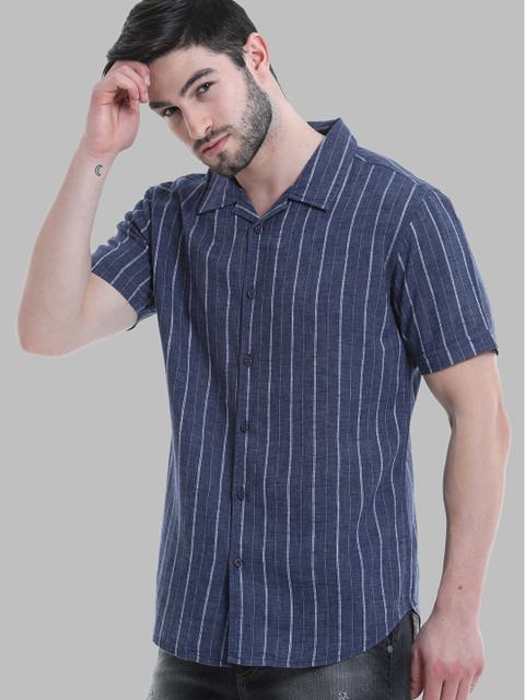 

HERE&NOW Men Blue Slim Fit Striped Casual Shirt