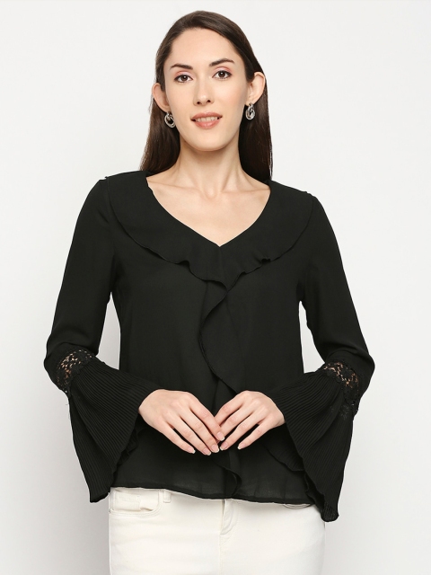 

LYKKEIN Black Ruffle Top