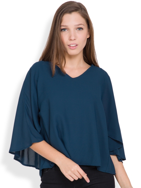 

Tokyo Talkies Women Teal Blue Solid Top