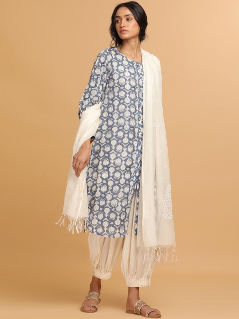 

W The Folksong Collection - Women Indigo Hand Block Print Kurta, Blue