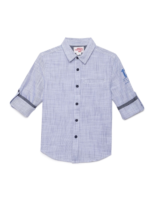 

UNDER FOURTEEN ONLY Boys Off White Checked Casual Shirt