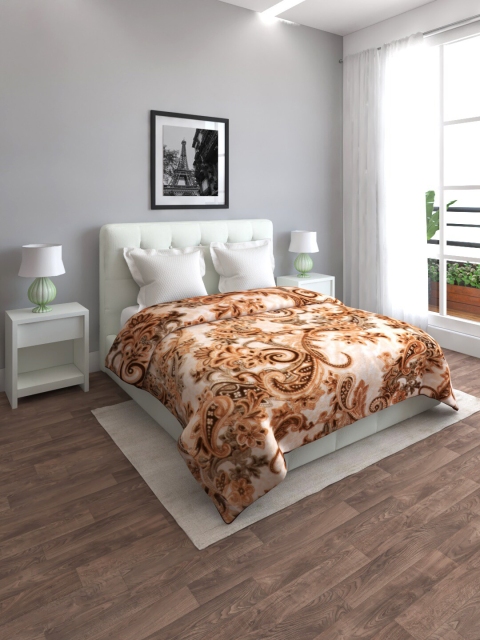 

ROMEE Beige & Brown Ethnic Motifs Heavy Winter Double Bed Blanket