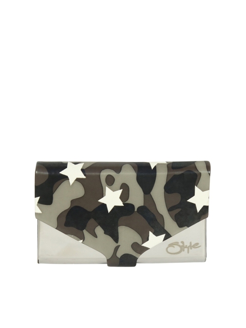 

Style SHOES Unisex Black & Off-White Camouflage Printed Card Holder