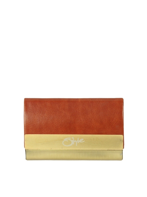 

Style SHOES Unisex Brown & Yellow PU Card Holder
