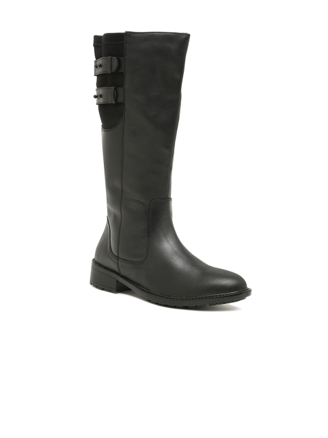 

Street Style Store Women Black Leather Flat Boots