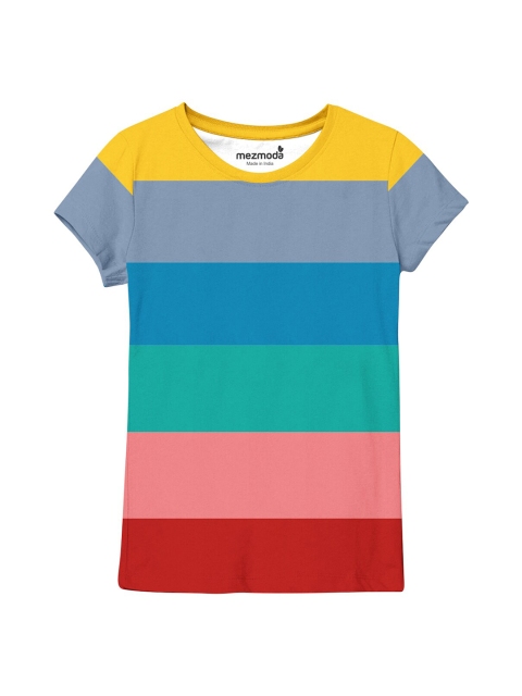 

mezmoda Girls Multicoloured Colourblocked T-shirt, Multi
