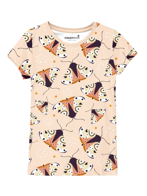 

mezmoda Girls Tan Printed T-shirt