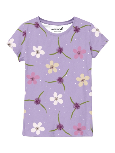 

mezmoda Girls Purple Printed T-shirt