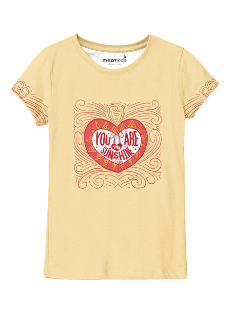 

mezmoda Girls Cream Printed T-shirt