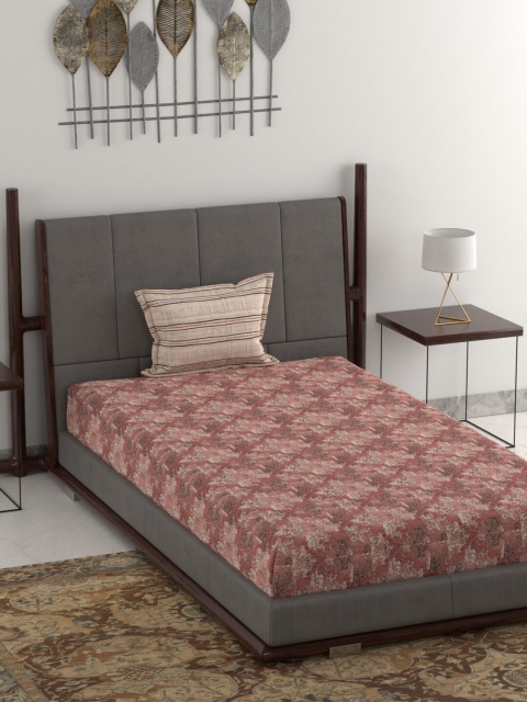 

Trident Brown & Beige Graphic 120 TC Single Bedsheet with 2 Pillow Covers