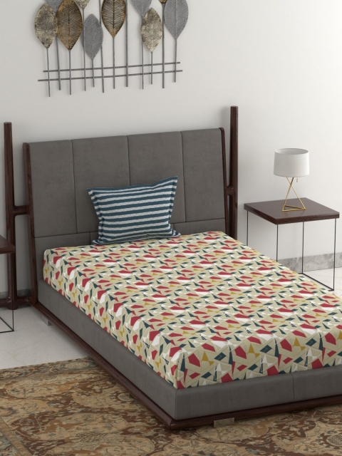 

Trident Beige Geometric 120 TC 1 Single Bedsheet with 1 Pillow Covers
