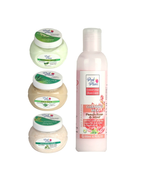 

Pink Plums Set of 4 Facial Kit, Multi