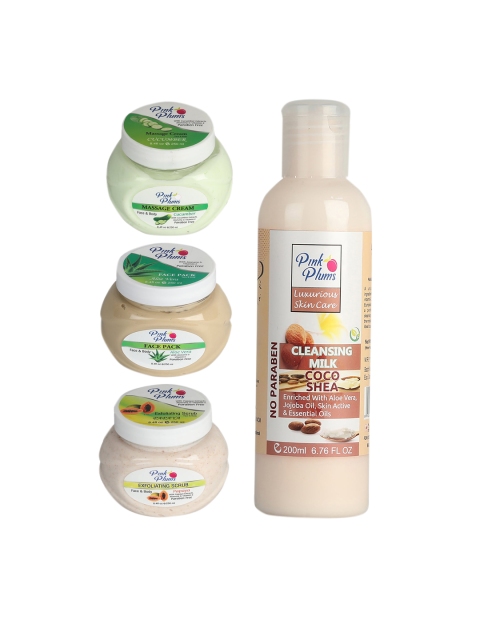 

Pink Plums Set of 4 Facial Kit, Multi