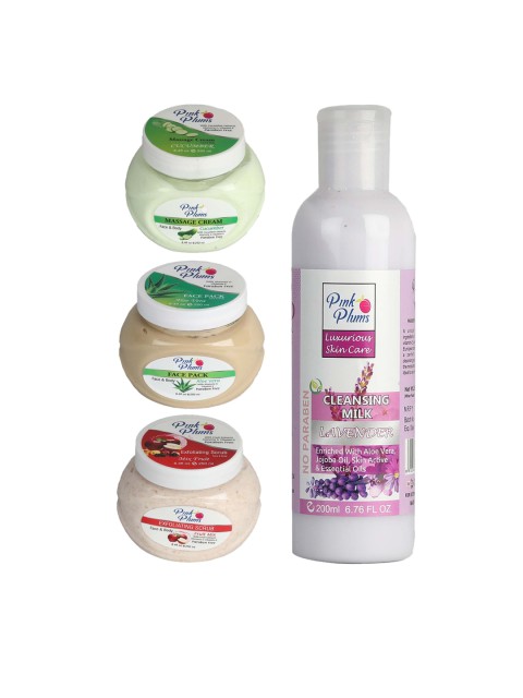 

Pink Plums Set of 4 Facial Kit, Multi