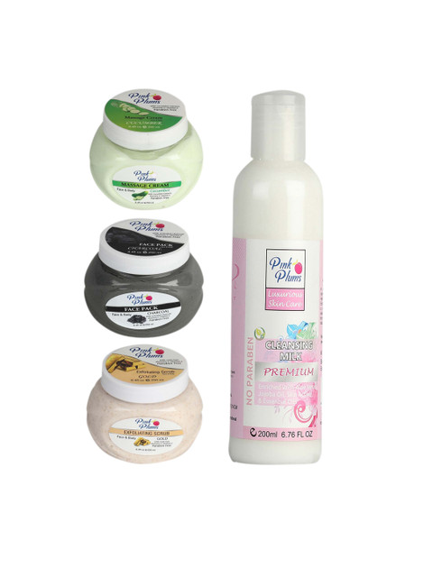 

Pink Plums Combo of 4 Facial Kit 950ml, Multi