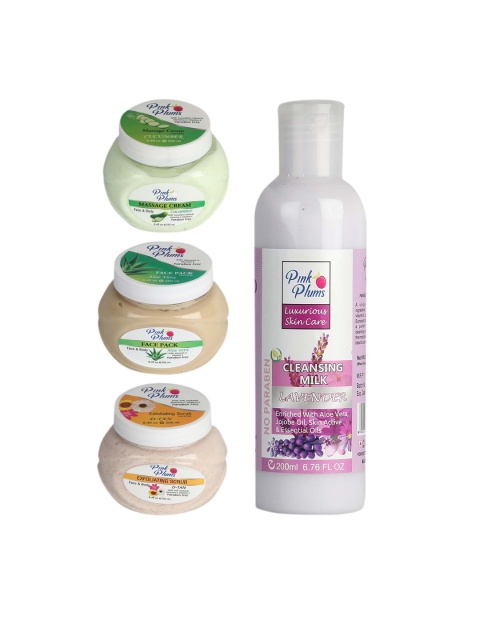 

Pink Plums Set of 4 Facial Kit, Multi