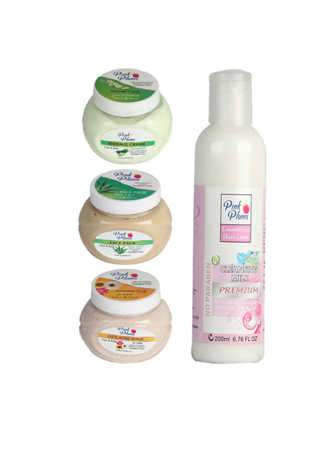 

Pink Plums Set of 4 Facial Kit, Multi