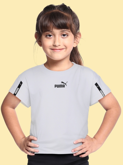 

Puma Girls White Power Tape Youth Pure Cotton T-shirt