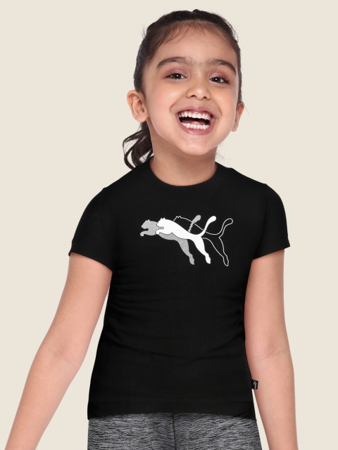 

Puma Girls Black Printed Power Graphic Youth Pure Cotton T-shirt