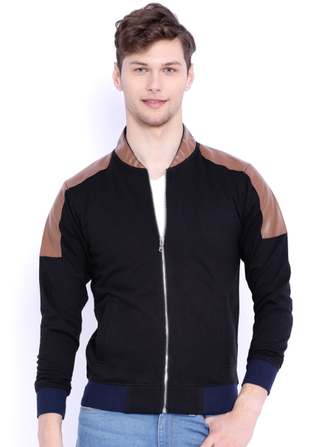 

Campus Sutra Black & Brown Colourblocked Bomber Jacket