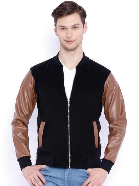 

Campus Sutra Black & Brown Colourblocked Bomber Jacket
